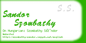 sandor szombathy business card